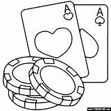 Poker Chips With Playing Cards Coloring Page  Home sketch template