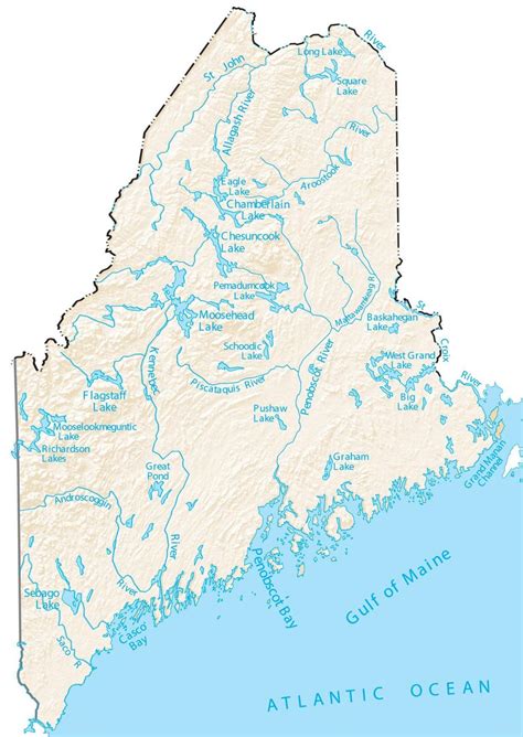 Maine Lakes and Rivers Map - GIS Geography