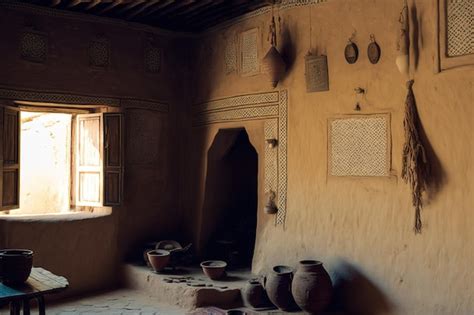 Interior of a traditional and historic Arab mud house in Saudi Arabia | Premium AI-generated image