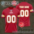 Kansas City Chiefs Custom Shirt - Personalized Name & Number Football 3D All Over Print T ...