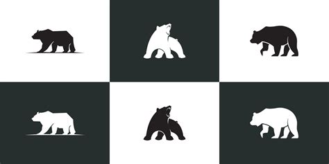 set of bear silhouette logo vector animals,Silhouette of a polar bear ...