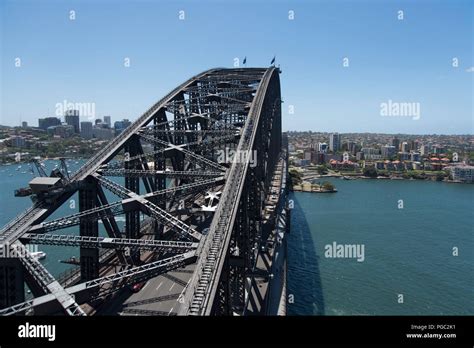 Top view of Sydney Harbour Bridge from Pylon Lookout Stock Photo - Alamy