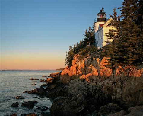 Sunrise at Bass Harbor Lighthouse Photograph by Kenneth Houk - Pixels