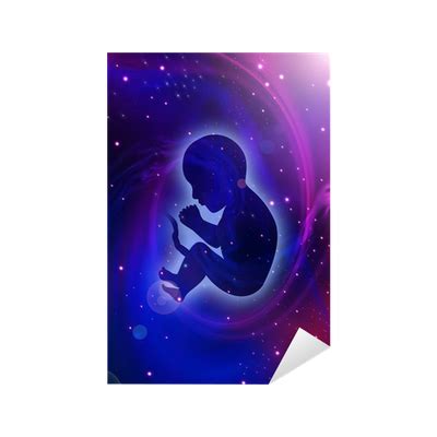 Sticker Silhouette illustration of human fetus on cosmic background - PIXERS.UK