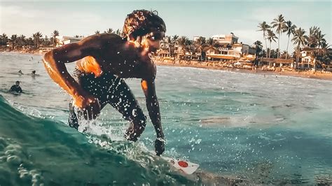 Sunset Surfing at Hikkaduwa Beach, Sri Lanka - GoPro 5 - YouTube