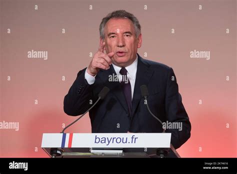 French center right party MoDem president Francois Bayrou delivers a ...