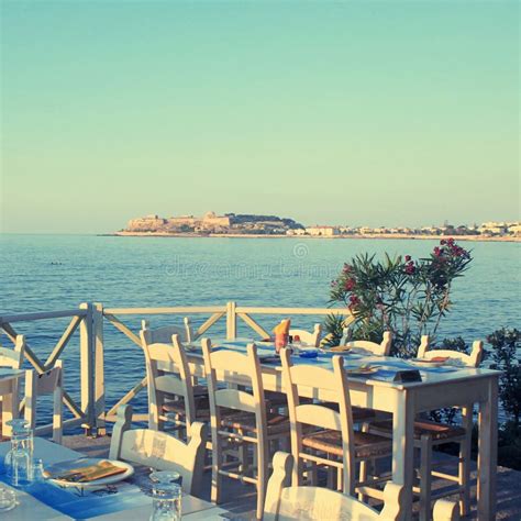 Traditional Greek Outdoor Restaurant on Terrace at Street Village ...