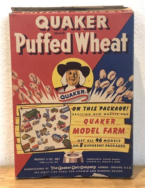 RARE VINTAGE 1940s QUAKER PUFFED WHEAT CEREAL BOX MODEL FARM PACKAGE 3 for Sale - Motorcycle ...