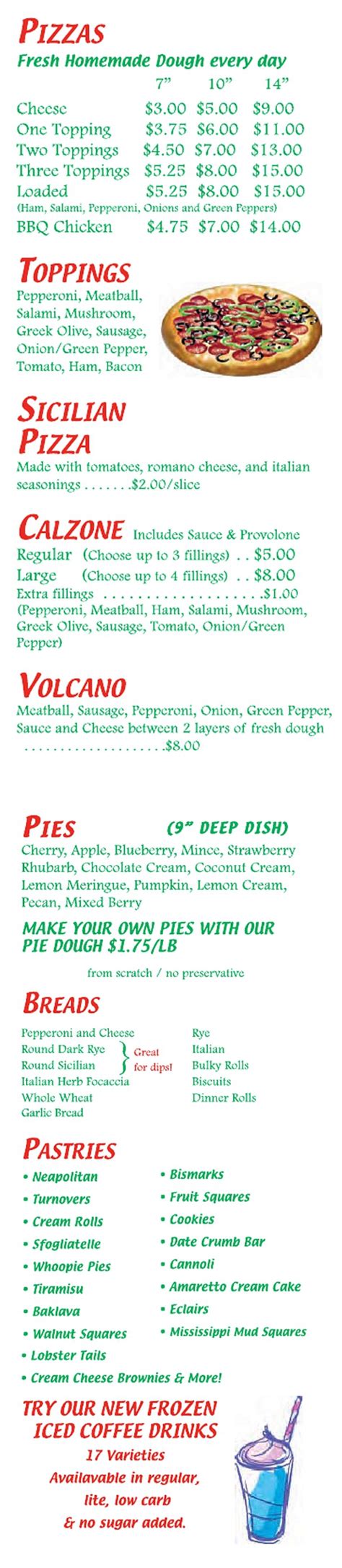 Italian Bakery Lewiston Maine Restaurant Menu - MenusInLA - Lewiston & Auburn Maine Restaurants