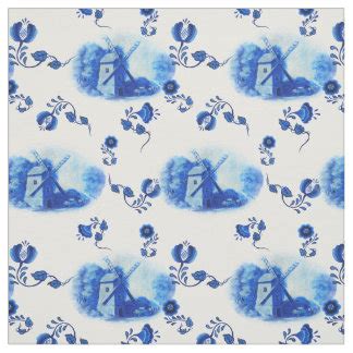 Blue Delft Fabric | Zazzle