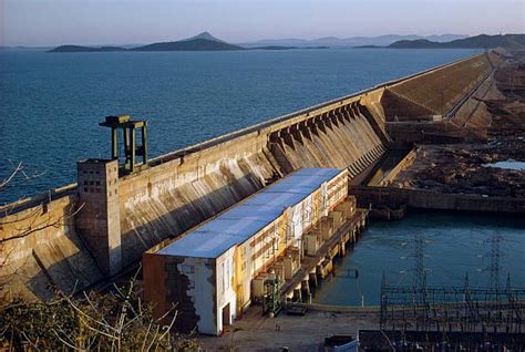 Hirakud Dam is make across the Mahanadi River, about 15 kilometres from Sambalpur in the state ...