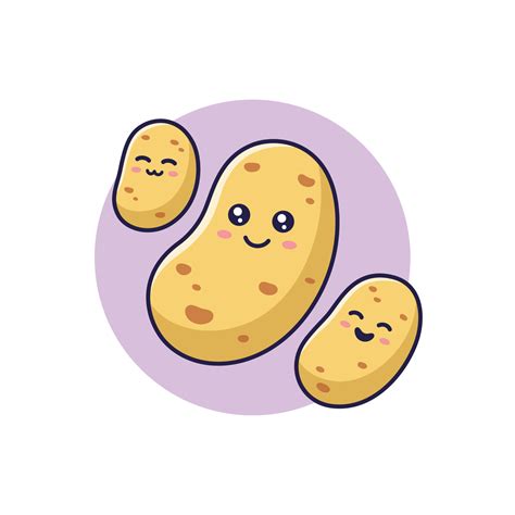 Cute Kawaii Potato cartoon icon illustration. Food vegitable flat icon concept isolated on white ...