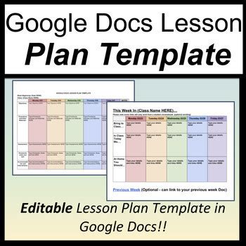 Google Lesson Plan Template Editable Weekly Teaching Resources | TPT