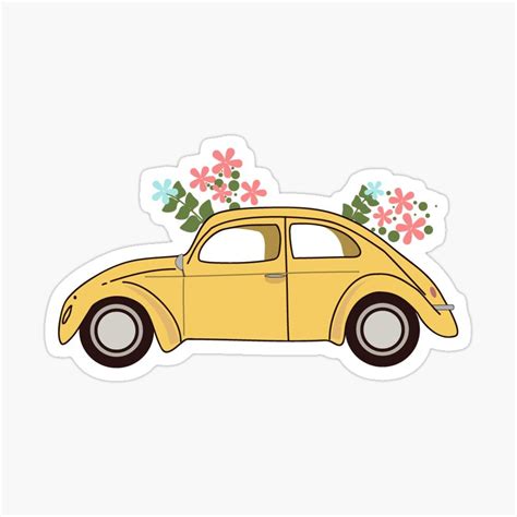 Floral vintage car Sticker by Richa Hariani | Cute stickers, Print ...