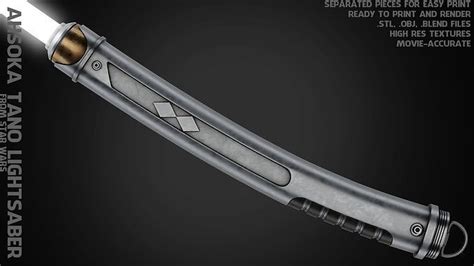 Ahsoka Tano White Lightsaber for Cosplay 3D model 3D printable | CGTrader