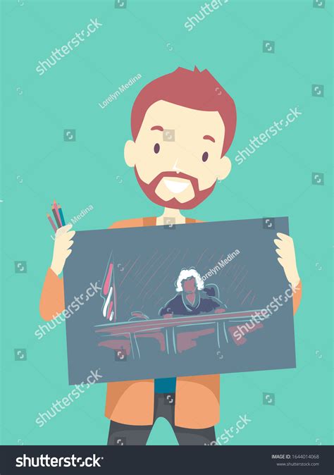 Illustration Courtroom Sketch Artist Holding Colored Stock Vector (Royalty Free) 1644014068 ...