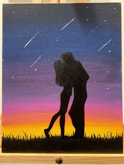 acrylic painting on canvas / romantic night / couple / love ️ | Love ...