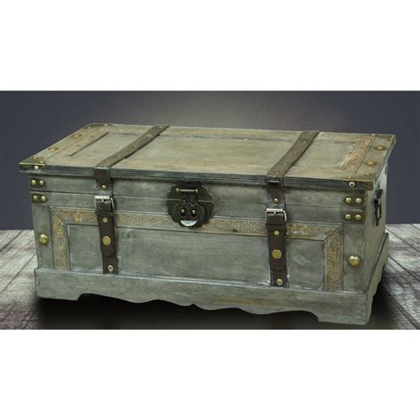 Vintiquewise Rustic Gray Large Wooden Storage Trunk-QI003272L - The ...