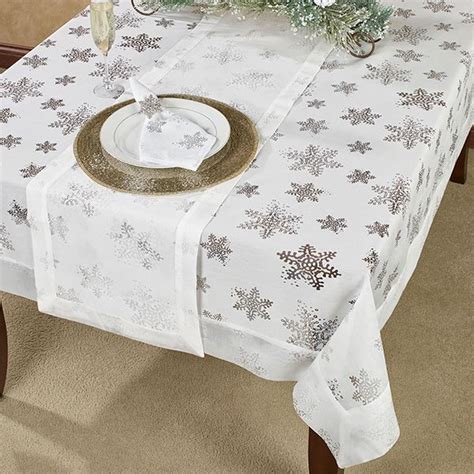 Evening Snowflake Winter Table Linens | Winter table, Table linens, Oblong tablecloth