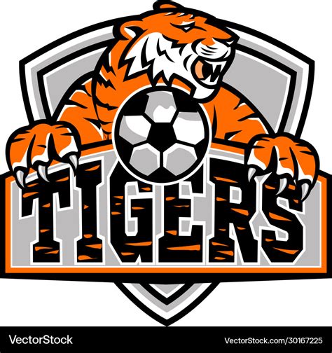 Tigers football shield mascot Royalty Free Vector Image