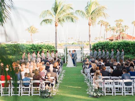 Outdoors Lawn Wedding Ceremony with a View of the Marina at the Resort at Longboat Key Club on ...