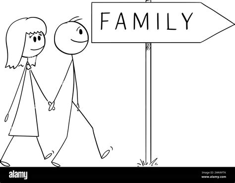 Man and Woman Walking Happily Together to Start a Family, Vector ...