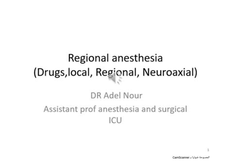 Regional anesthesia - Medical - Studocu