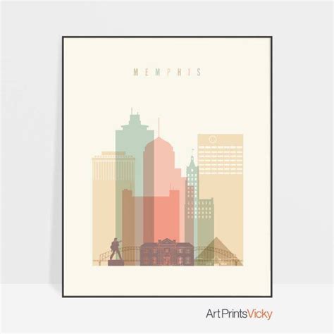 Memphis Art Print, Memphis Skyline, Memphis Tennessee Wall Art, Travel – Poster | Canvas Wall ...