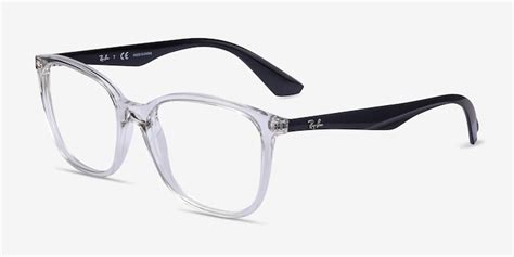 Ray-Ban RB7066 - Square Clear Black Frame Eyeglasses | EyeBuyDirect