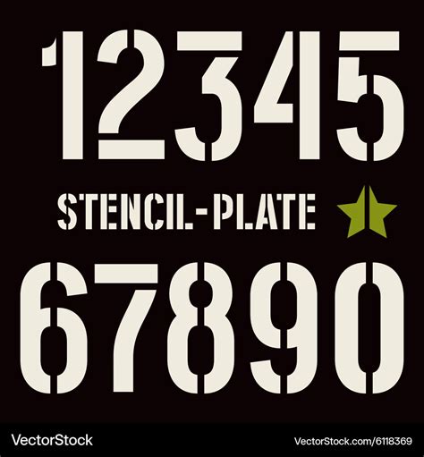 Stencil plate numbers in military style Royalty Free Vector