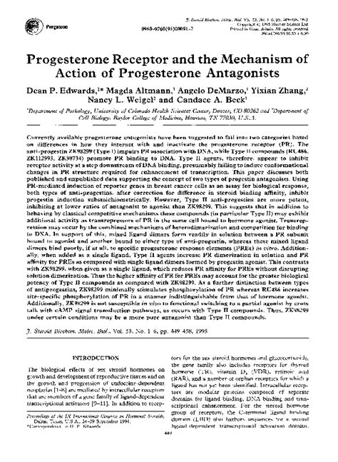 (PDF) Progesterone receptor and the mechanism of action of progesterone antagonists | Yixian ...