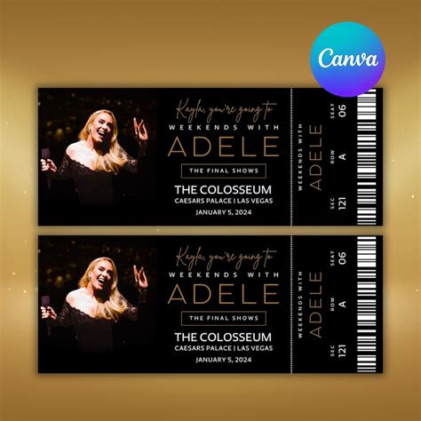 Customizable Adele Concert Ticket Stub Souvenir Weekends With Adele in ...