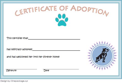 Pet Adoption Certificate Free Printable