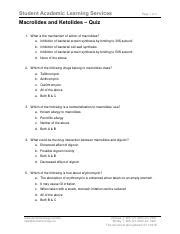 Macrolides and Ketolides - QUIZ.pdf - Student Academic Learning Services Page 1 of 3 Macrolides ...