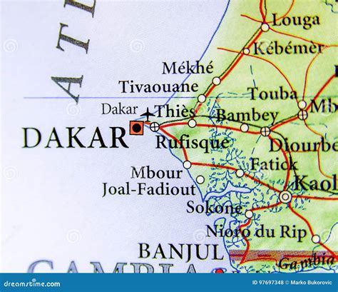 Geographic Map of Senegal with Capital City Dakar Stock Photo - Image ...