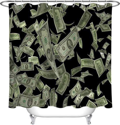 72x72/" Banknotes Coin Dollar Bathroom Shower Curtain Set Hook Money Bills Wealth