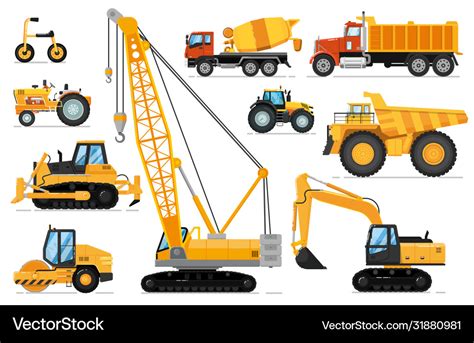 Construction vehicles set heavy machines Vector Image