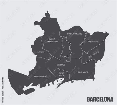 Barcelona districts map Stock Vector | Adobe Stock