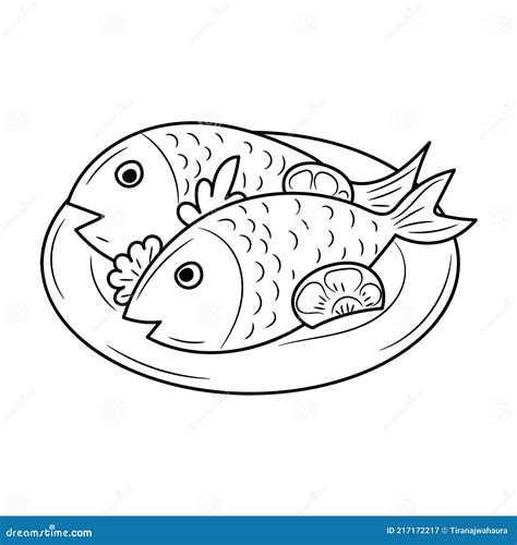 Fish Food Vector Illustration, Hand Drawn Style Stock Vector ...