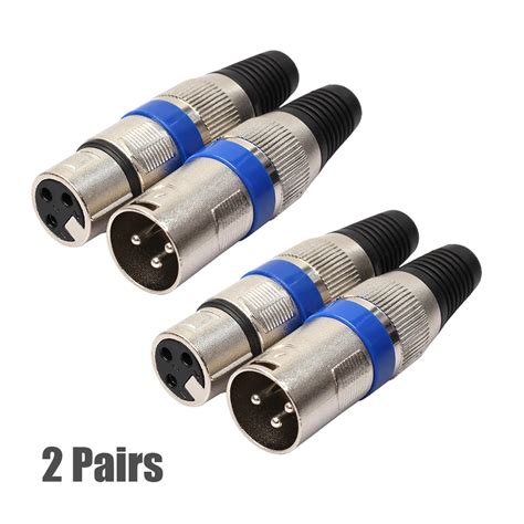 3Pins 2pair XLR Connector Female and Male MIC Jack Plug Audio Microphone Cable Connector MIC ...