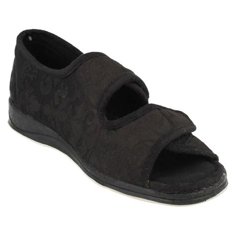 Ladies Padders Wide Fitting Open Toe Velcro Slippers - Lydia | eBay