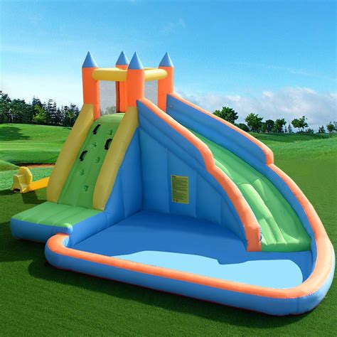 COSTWAY Inflatable Bouncy Castle Jumper House Water Pool Slide Activity ...