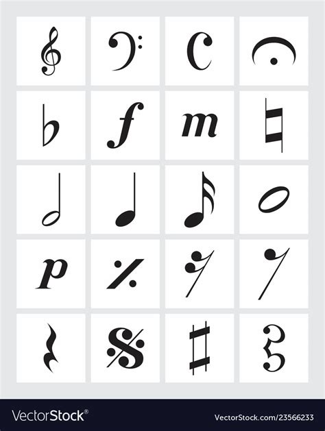 Musical symbols set Royalty Free Vector Image - VectorStock