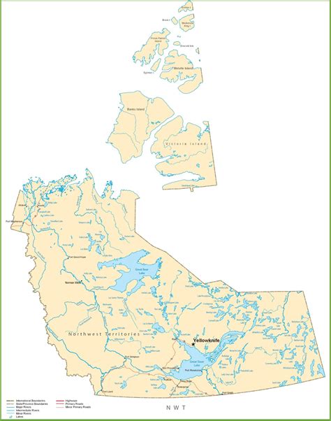 Northwest Territories road map - Ontheworldmap.com