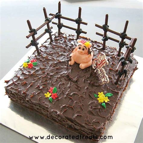 Pig In Mud Cake - A Cute Birthday Cake Design | Decorated Treats