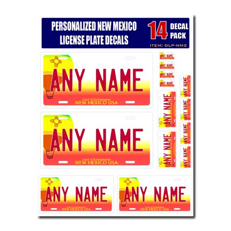 Personalized New Mexico License Plate Decals - Stickers Version 2