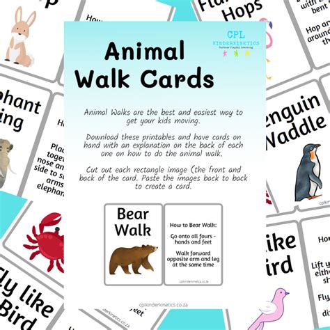 Animal Walk Cards FREE | CPL Kinderkinetics