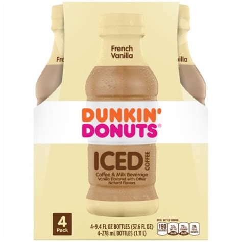 Dunkin' Donuts French Vanilla Iced Coffee, 4 bottles / 9.4 fl oz - Fred ...