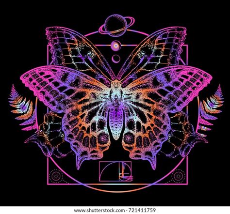 Butterfly Tattoo Art Symbol Magic Renaissance Stock Vector (Royalty ...