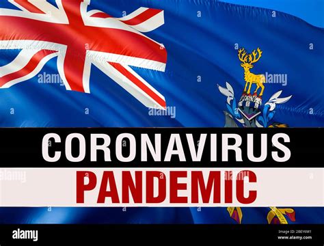 PANDEMIC of coronavirus COVID-2019 on South Georgia country flag background. 3D rendering of ...